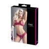 Soutien-gorge, bonnets ouverts, en dentelle rouge et string assorti 