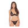 Ensemble 2 pièces noires avec soutien-gorge à armatures et string dentelle 