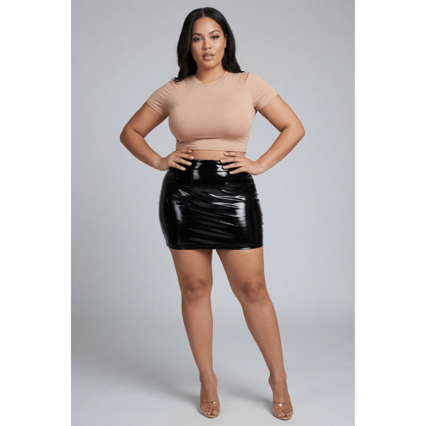 Jupe noire en simili cuir avec zip Lara  Be lily Mode