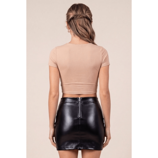 Jupe sexy courte noire wetlook Alessia  Be lily Mode