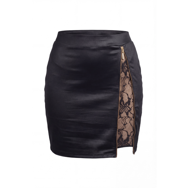 Jupe courte noire Kyra avec zip fonctionnel sur le côté  Be lily Mode