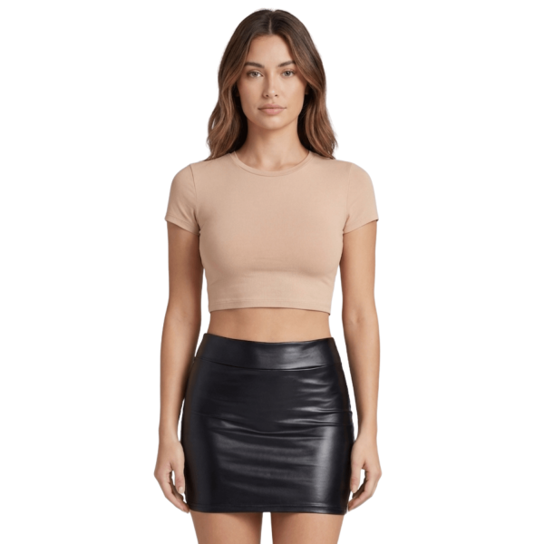 Jupe noire en simili cuir mat Sifia  Be lily Mode