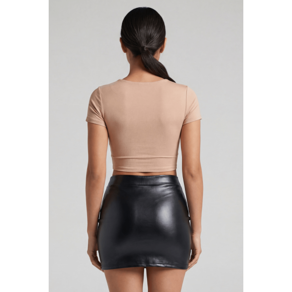 Jupe noire en simili cuir mat Sifia  Be lily Mode