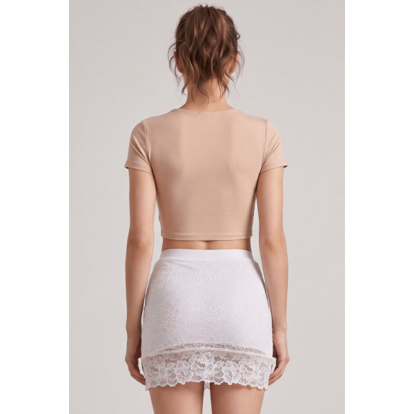 Jupe courte blanche Camélia  Be lily Mode