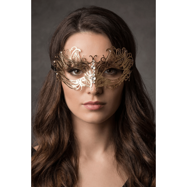 Masque vénitien Greta rigide doré avec strass Be Lily Accessories
