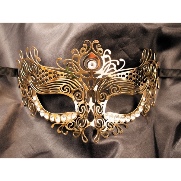 Masque vénitien Ornella rigide doré avec strass Be Lily Accessories