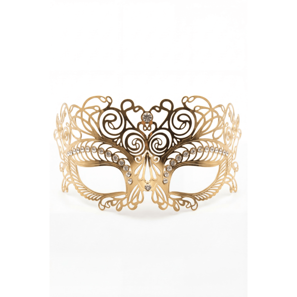 Masque vénitien Giulia rigide doré avec strass Be Lily Accessories