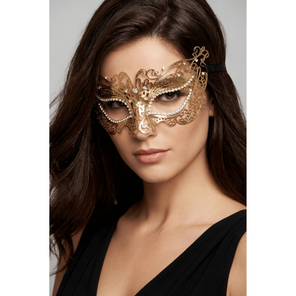 Masque vénitien Alba rigide doré avec strass Be Lily Accessories