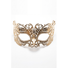 Masque vénitien Alba rigide doré avec strass Be Lily Accessories