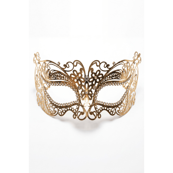 Masque vénitien Alba rigide doré avec strass Be Lily Accessories