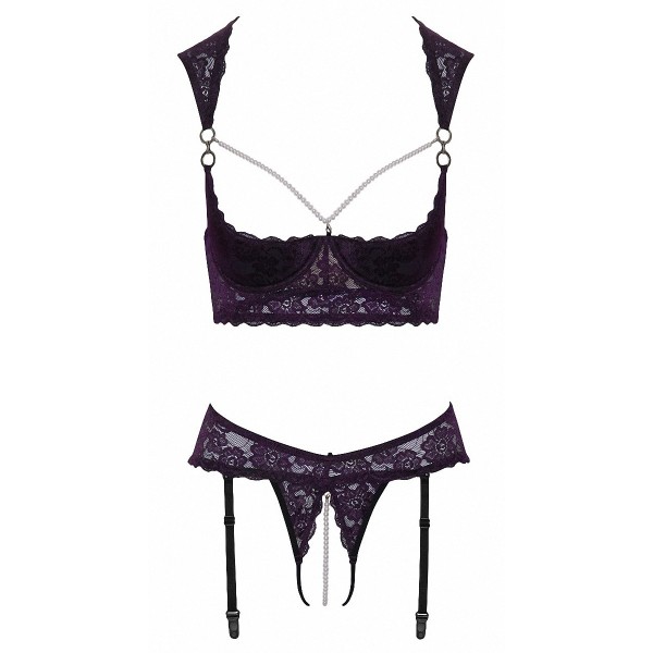 Ensemble lingerie ouverte violet - Cotelli Lingerie Cotelli lingerie