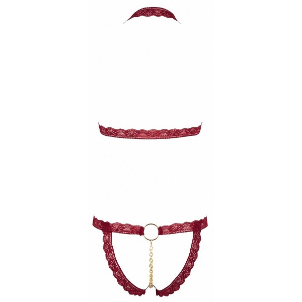 Ensemble string ouvert et seins nus bordeaux - Cottelli Lingerie Cotelli lingerie