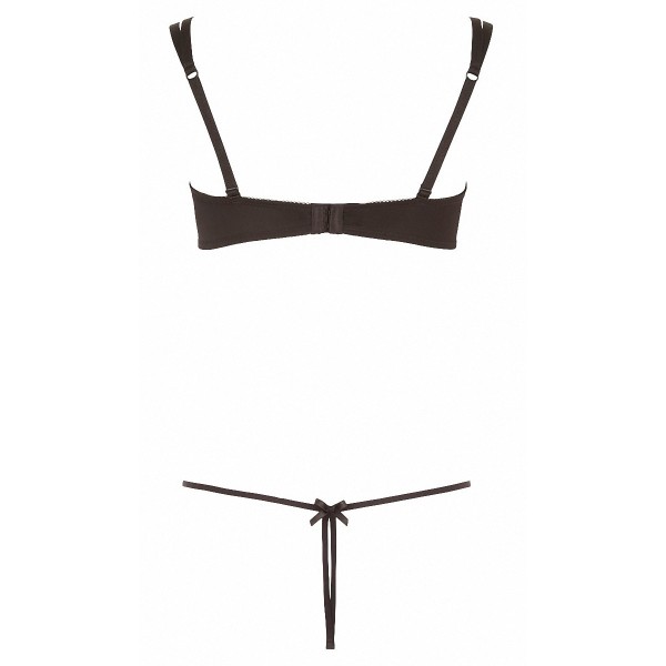 Ensemble dentelle string ouvert et seins nus noir - Cottelli Lingerie Cotelli lingerie