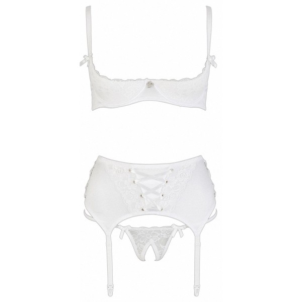 Ensemble lingerie 3 pièces ouvert blanc - Cottelli Lingerie Cotelli lingerie