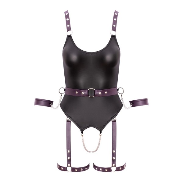 Body à jarretelles ouvert avec menottes - Cottelli Bondage Cotelli Bondage