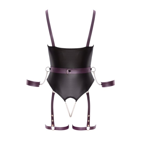 Body à jarretelles ouvert avec menottes - Cottelli Bondage Cotelli Bondage