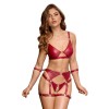 Set soutien-gorge et slip à jarretelles ouvert rouge - Cottelli BONDAGE Cotelli Bondage