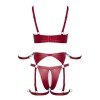 Set soutien-gorge et slip à jarretelles ouvert rouge - Cottelli BONDAGE Cotelli Bondage