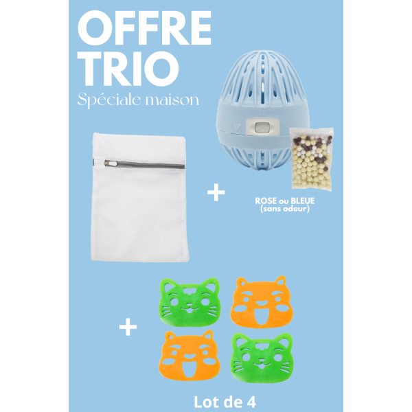 Boule de lavage + filet de lavage + 4 attrape-poils - OFFRE TRIO Cosmétique naturel