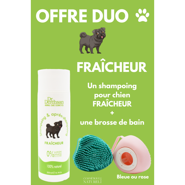 Shampoing pour chien 200ml + brosse de bain - OFFRE DUO - FRAÎCHEUR Dr. Derehsan Animal Care Cosmetics
