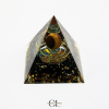 Orgonite pyramide Oeil de Tigre et Obsidienne Noire Arbre de Vie & Spirale Lithothérapie