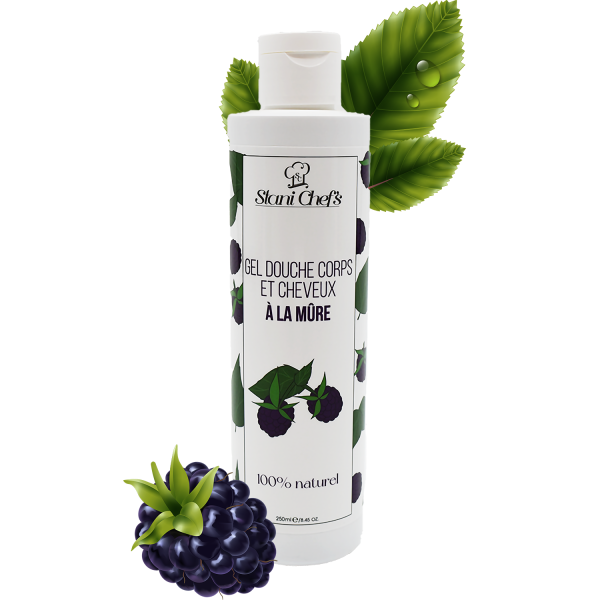 2 en 1 Gel douche corps et shampoing à la mûre - 250ml 100% naturel Stani chef's