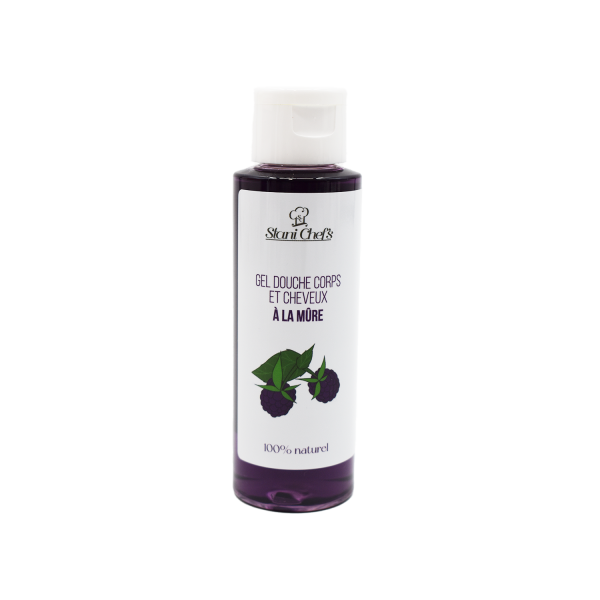 2 en 1Gel douche corps et shampoing à la mûre - 100ml 100% naturel - Format voyage Stani chef's