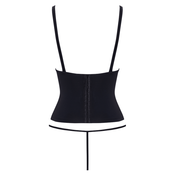 Corset taille noir Cottelli PARTY – Corset à armatures avec sangles décoratives et mini string COTTELLI & DIVERS