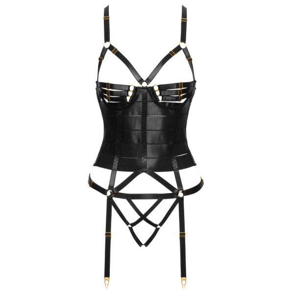 Corset porte-jarretelles et string assorti - Cottelli COTTELLI & DIVERS