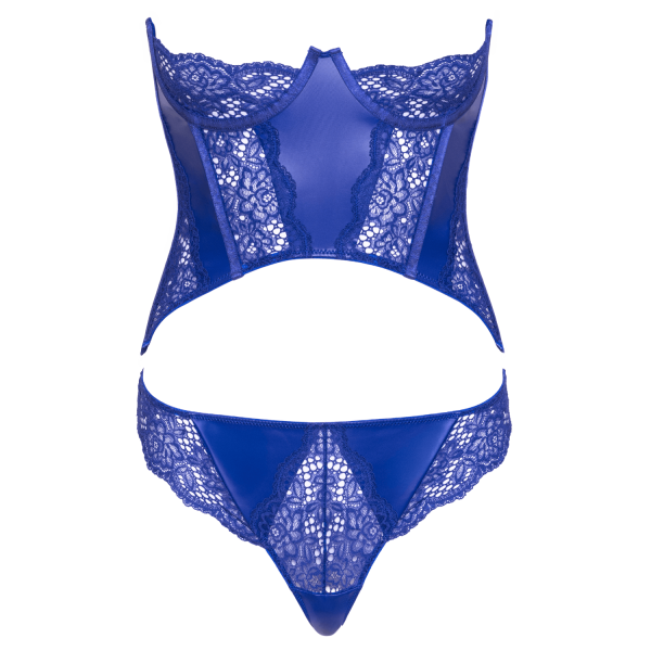 Ensemble corset bustier bleu royal avec string - Cottelli COTTELLI & DIVERS