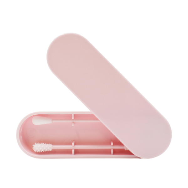 2 cotons tiges réutilisables + boite de rangement - Rose