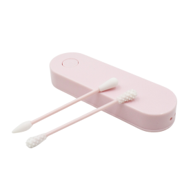 2 cotons tiges réutilisables + boite de rangement - Rose