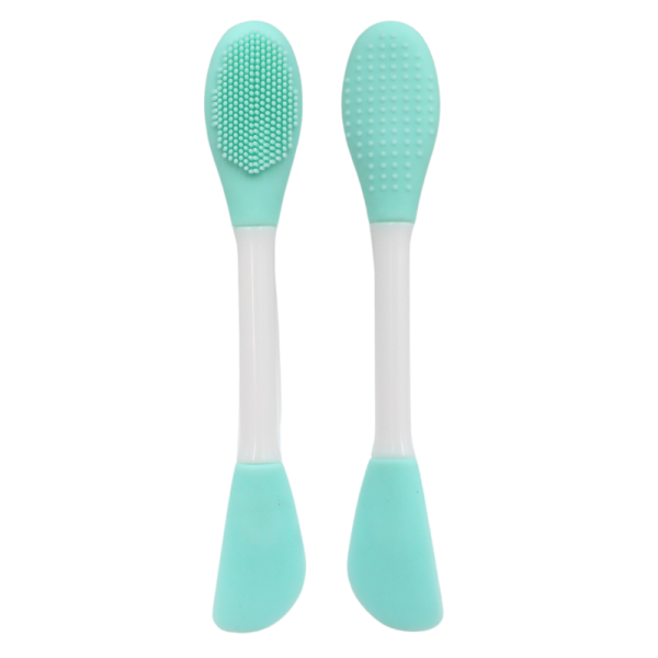 Spatule & brosse visage à double face bleue