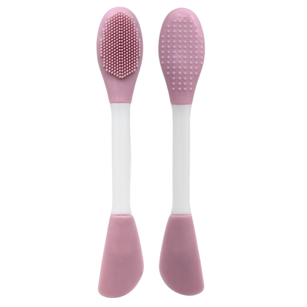 Spatule & brosse visage à double face rose