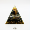 Orgonite pyramide Oeil de Tigre et Obsidienne Noire Arbre de Vie & Spi