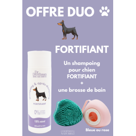 Shampoing pour chien 200ml + brosse de bain - OFFRE DUO - FORTIFIANT
