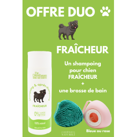 Shampoing pour chien 200ml + brosse de bain - OFFRE DUO - FRAÎCHEUR
