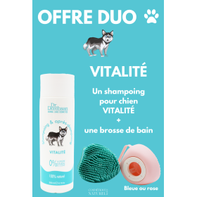 Shampoing pour chien 200ml + brosse de bain - OFFRE DUO - VITALITÉ