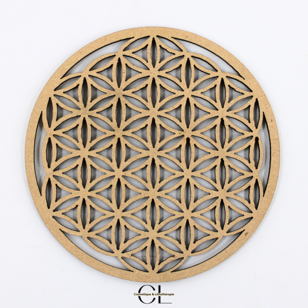 Plaque Fleur de Vie Sculptée Bois 10cm